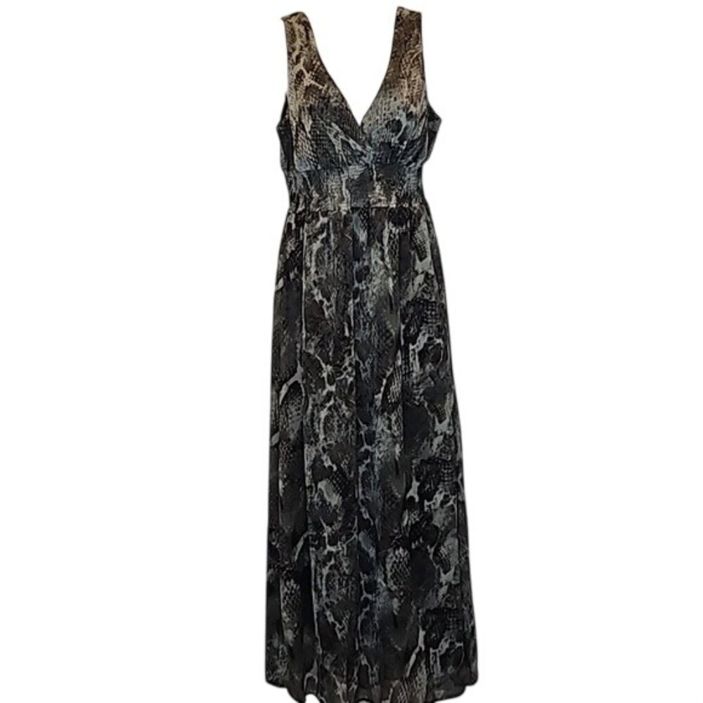 Chaudry Animal Print Sleeveless Smocked Maxi Dress Large New Women's Flowy